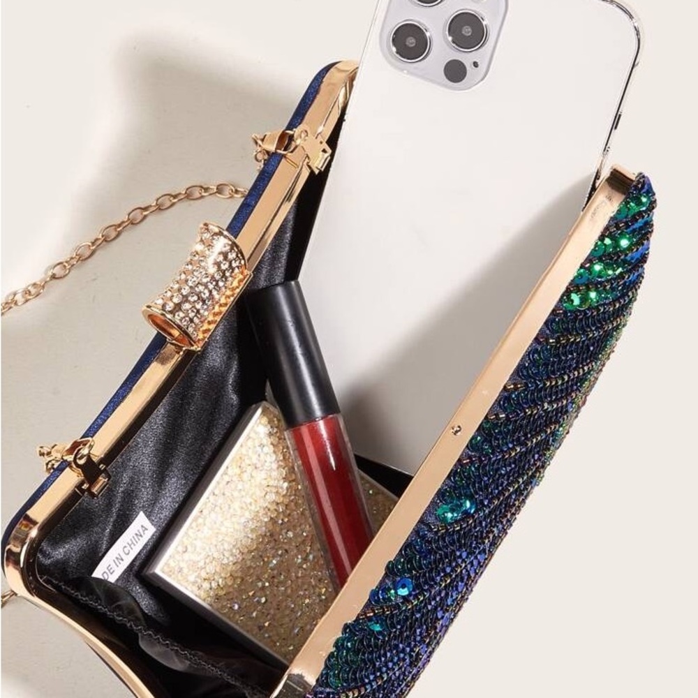 Emerald Green Luxury Embellished Clutch Bling Bag - Picture 6 of 8